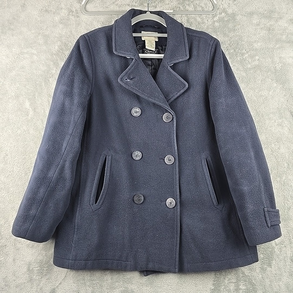 VTG LL Bean Wool Navy Peacoat Coat Jacket Thinsulate Bellandi Italy Size 12 R